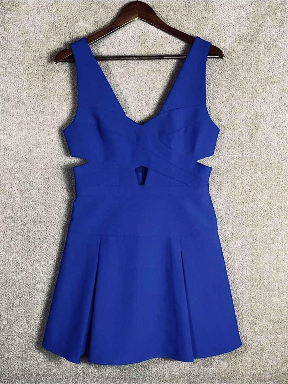 BCBG Maxazria Harlie Mini Dress
Royal Blue Cut Out Sleeveless NEW w/Tag